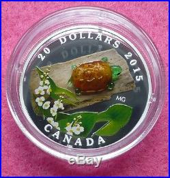 2015 Canada Silver Murano Glass Turtle Twenty Dollars $20 Proof Coin Box And Coa