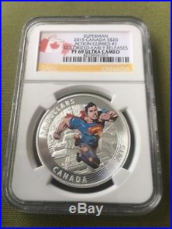 2015 Superman Iconic Comic Book Cover Art 3 Coin Proof Set $20 Silver NGC PF69