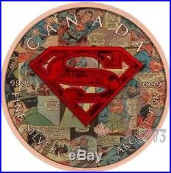 2016 1 Oz Silver 5$ SUPERMAN COMICS Coin WITH 24K ROSE Gold Gilded