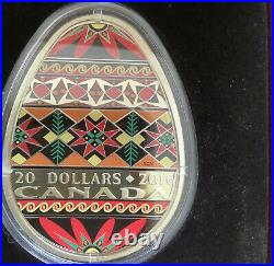 2016 $20 Traditional Ukrainian Pysanka 1oz Egg Shaped Pure Silver Coin RCM