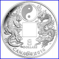 2016 $8 Fine Silver Coin Tiger And Dragon Yin And Yang