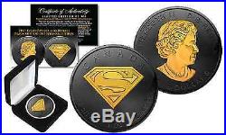 2016 CANADIAN $5 SUPERMAN 1 oz. SILVER Coin BLACK RUTHENIUM with 24KT Gold Select