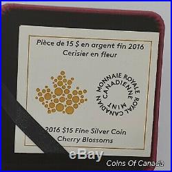 2016 Canada $15 Cherry Blossoms Pink Colorized Fine Silver Coin #coinsofcanada