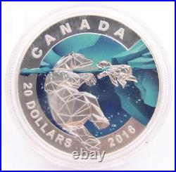 2016 Canada $20 Geometry In Art The Polar Bear 99.99% Fine Silver Coin
