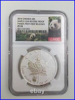 2016 Canada $5 1oz NGC PF70 First Releases Chinese Panda Privy Silver Maple coin