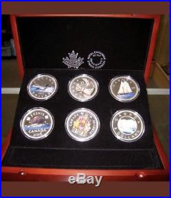 2016 Canada Big Coins Series 5 Oz Color. 9999 Silver Proof 6 Coin Set-Wood Case