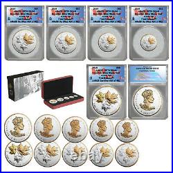 2016 Canada Pure Silver 5-Coin Maple Leaf Fractional Set RP70 First Release