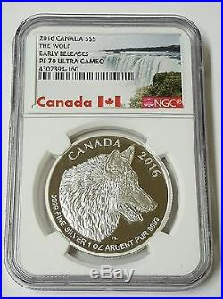 2016 Canada S$5. The Wolf Early Releases PF70 Ultra Cameo. 1 Oz Silver Coin