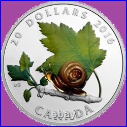 2016 Canada Snail With Murano Glass $20 Proof Silver 99.99% Coin Mint Set (JC)