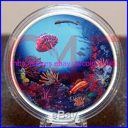 2016 Glow-In-The-Dark Illuminated Underwater Coral Reef $30 Pure Silver Coin