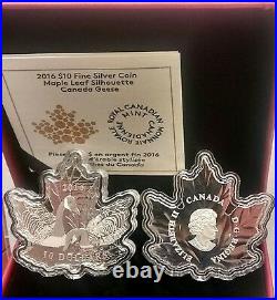 2016 Maple Leaf Silhouette Canada Geese $10 Pure Silver Proof Coin