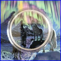 2016 Northern Lights Moonlight Wolf $30 2OZ Pure Silver Coin Canada #1748