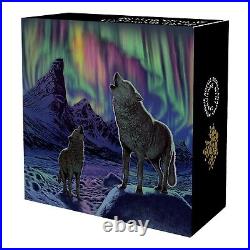 2016 Northern Lights Moonlight Wolf $30 2 oz Silver Coin Canada Glow-in-the-Dark