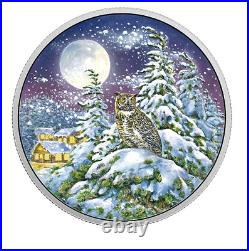 2017- 2oz. $30 SILVER. 9999 FINE COIN ANIMALS IN THE MOONLIGHT OWL