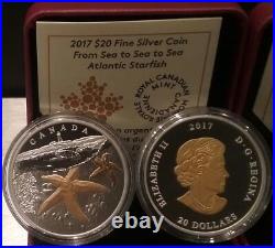 2017 Atlantic Starfish Sea To Sea To Sea $20 1OZ Pure Silver Proof Coin Canada