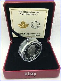 2017 BEE Bejeweled Bugs $20 1OZ Pure Silver Proof Coin Canada gemstones