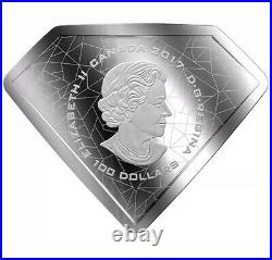 2017 Canada 100 dollar 10 oz Superman Shield Silver Coin