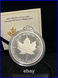 2017 Canada 150 Iconic Maple Leaf 2oz $10.9999 Pure Silver Coin