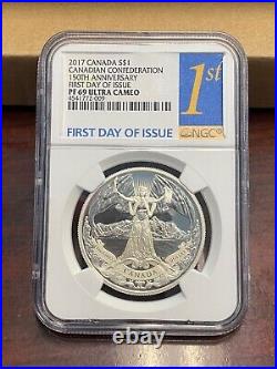 2017 Canada $1 150th anniversary of Canadian Confederation Silver Coin NGC PF69
