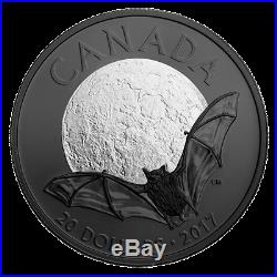 2017 Canada $20 Brown Bat Nocturnal By Nature 1oz Silver Coin (rhodium plated)