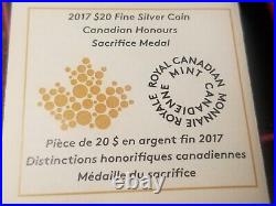 2017 Canada $20 Silver Coin 45th Anniversary Of Sacrifice Medal Canadian Honour