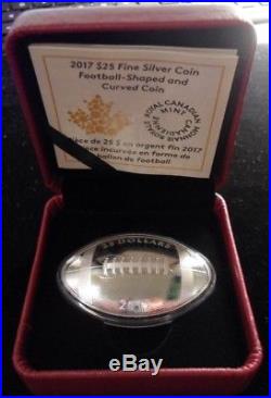 2017 Canada $25.9999 1 oz. Silver Football Shaped Curved Coin in OGP