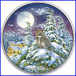 2017 Canada $30 Fine Silver Coin Animals in the Moonlight Great Horned Owl