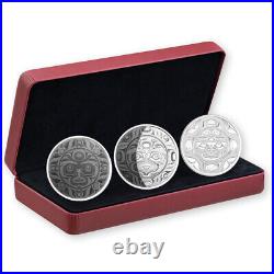 2017 Canada $30 Pure Silver Phases of the Moon 3-coin set