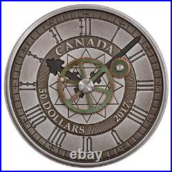 2017 Canada $50 5 oz Silver Peace Tower Clock 90th Annv Antiqued GEM BU OGP