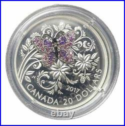 2017 Canada Fine silver 1oz Bejeweled Bugs Butterfly $20 Coin #23-14