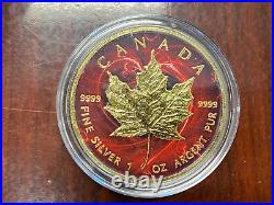 2017 Canada Maple Leaf Golden Noir Passion Red 1oz Silver Coin Mtg 300 RARE
