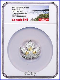 2017 Canada Maple Leaf Shaped 1 oz Silver Gilt $20 Coin NGC PF69 UC ER SKU49088