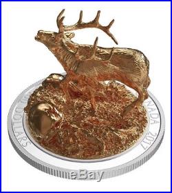 2017 Canada Sculpture Majestic Animals Elk 10 oz Silver Coin