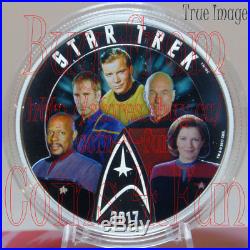2017 Canada Star Trek 5 Five Captains $30 Pure Silver Glow-In-The-Dark Coin