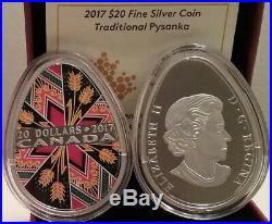 2017 Canada Traditional Ukrainian Pysanka (Easter Egg) $20 PURE Silver Coin