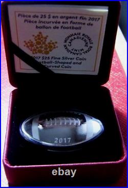 2017 Football-Shaped Curved Convex Canada Coin $25 1 oz. Pure Silver Proof