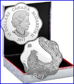 2017 Lunar Lotus Year of Rooster $15 Pure Silver Proof Coin Canada