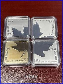 2017 Maple Leaf Quartet Pure Silver 4pc Coin Set In Box With Certificate