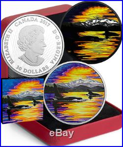 2017 Orcas Moonlight Glow-in-Dark 2OZ Pure Silver $30 Canada Coin, Mintage 4000