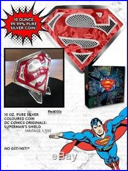 2017 Silver 10 oz. Coloured Coin DC Comics Originals Superman's Shield