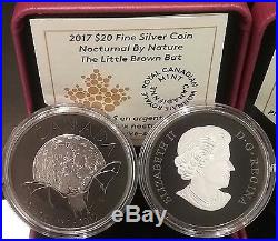 2017 THE BAT Canada Nocturnal Nature $20 1OZ Pure Silver Coin, Black Rhodium