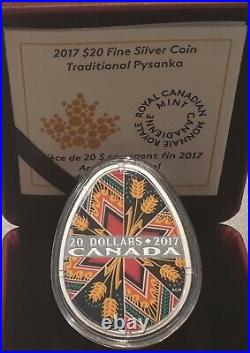 2017 Traditional Ukrainian Pysanka $20 1OZ Egg-Shaped Proof Silver Coin Canada