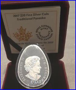 2017 Traditional Ukrainian Pysanka $20 1OZ Egg-Shaped Proof Silver Coin Canada