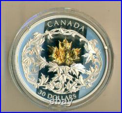 2018Golden Maple Leaf' Prf $30Fine Silver Coin 2oz. With 18K Gold Leaf (18263)