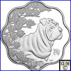 2018Year of the Dog(Lunar Lotus-Scallop Shaped)Prf $15 Silver Coin. 9999(18226)NT