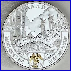2018 $20 Canada's Hundred Days 1 oz. Pure Silver Selectively Gold-Plated Coin