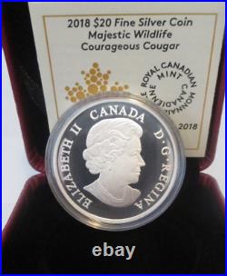 2018 $20 Fine Silver Coin Majestic Wildlife Courageous Cougar 99.99% Silver