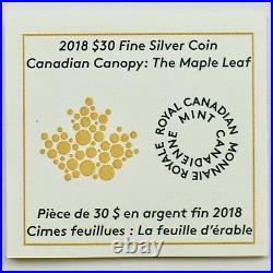 2018 $30 Canadian Canopy The Maple Leaf, 2 oz. Pure Silver Colored Proof Coin