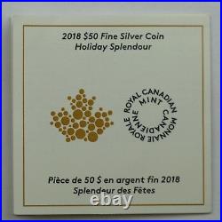 2018 $50 Holiday Splendor, 5 oz. Pure Silver Coin with Murano Glass Poinsettia