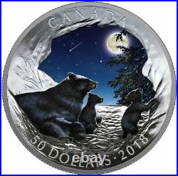2018 $5 CANADIAN MOONLIT TRANQUILITY Glow In The Dark 5 Oz Silver Coin
